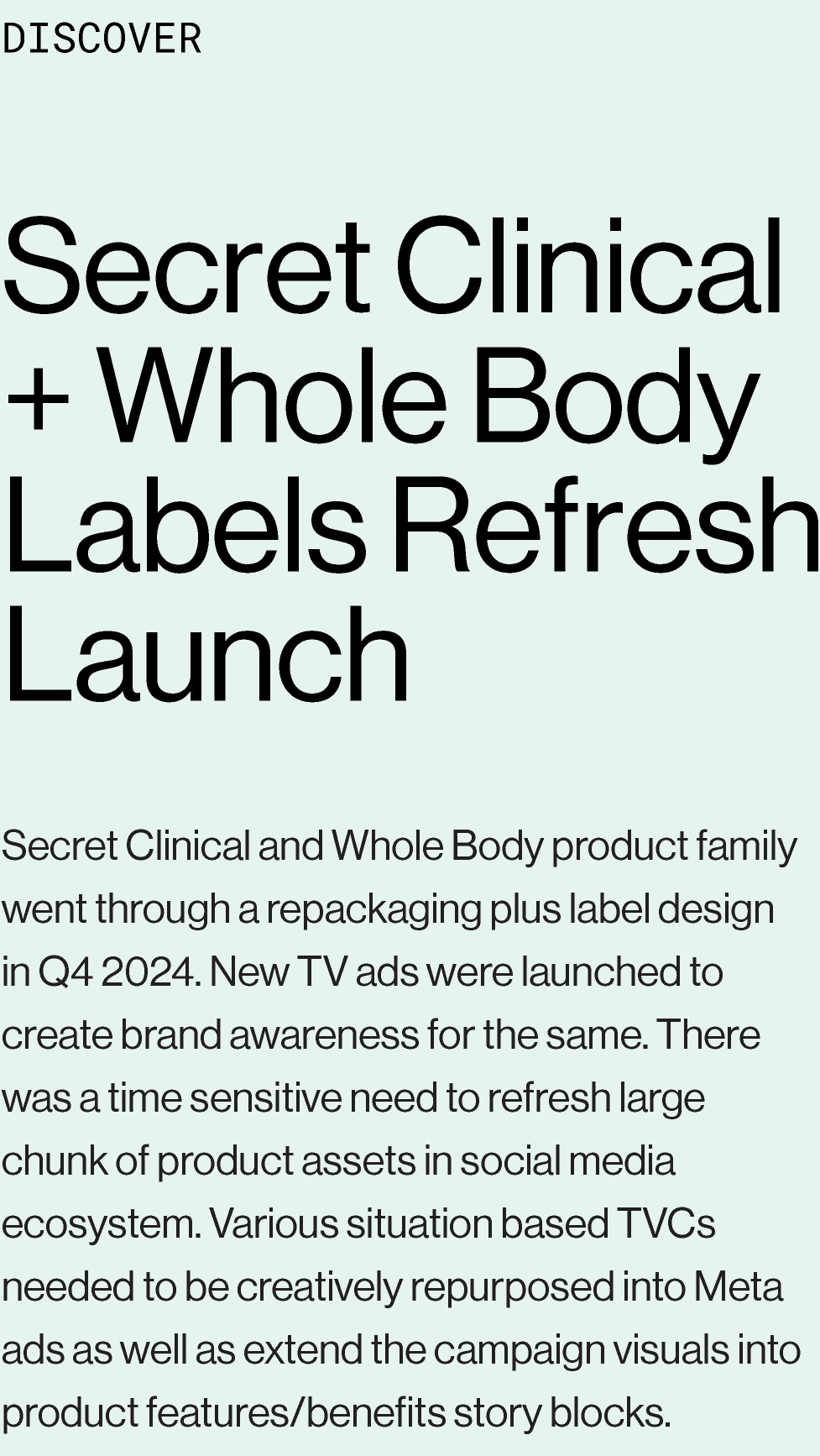 Secret Clinical + Whole Body Labels Refresh Launch